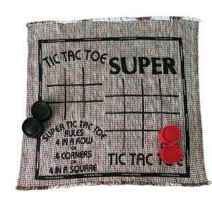 Jumbo Checkers and Tic Tac Toe Oversized Fabric Game Board with Bag